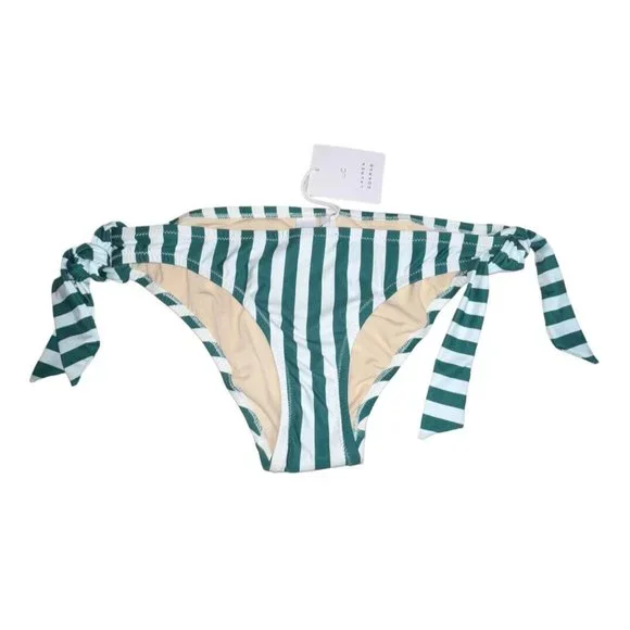 LC Lauren Conrad Juniors Striped Hipster Bikini Swim Bottom XS Green White NWT - Picture 2 of 8
